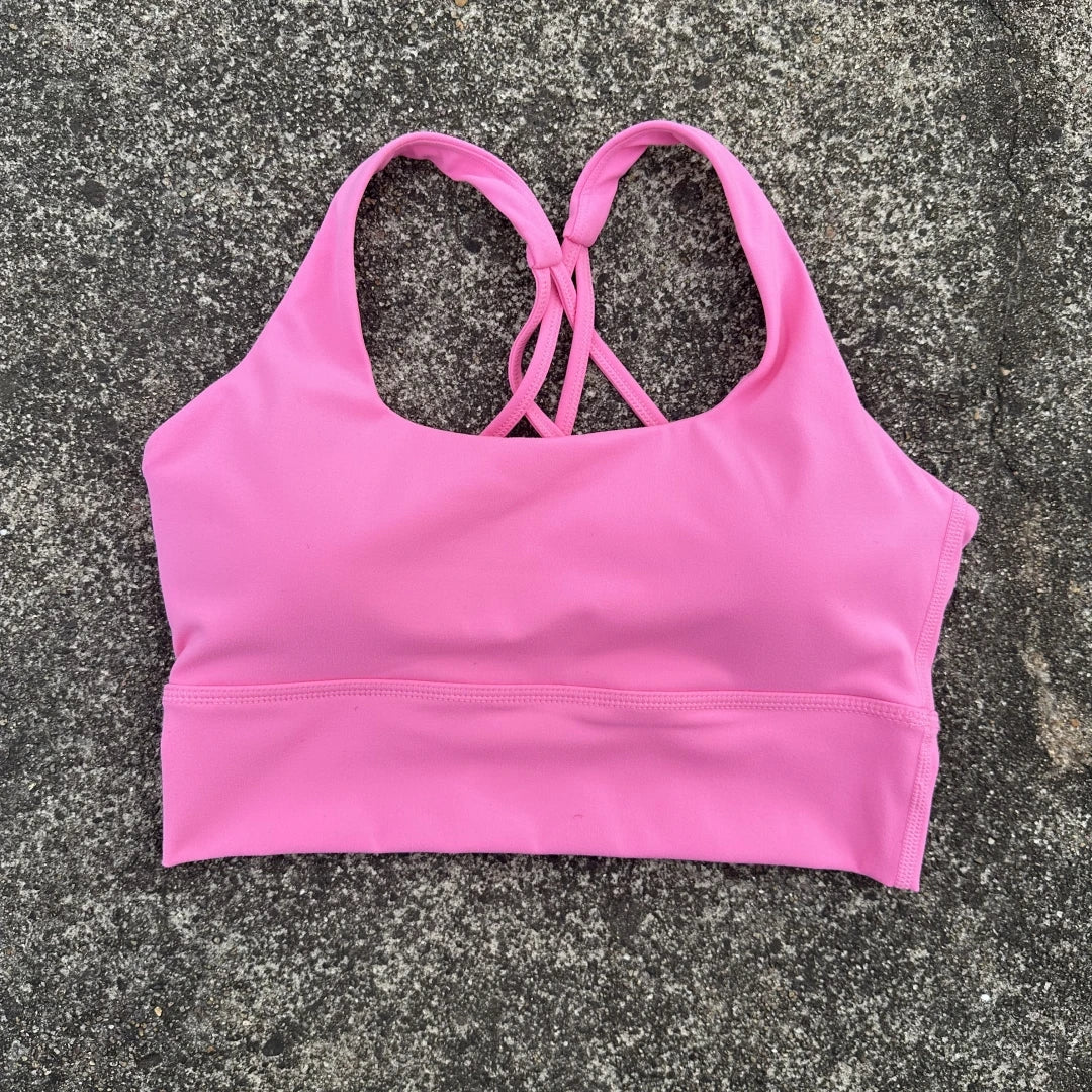 Soft solid yoga bra, shockproof, cross-back fitness top