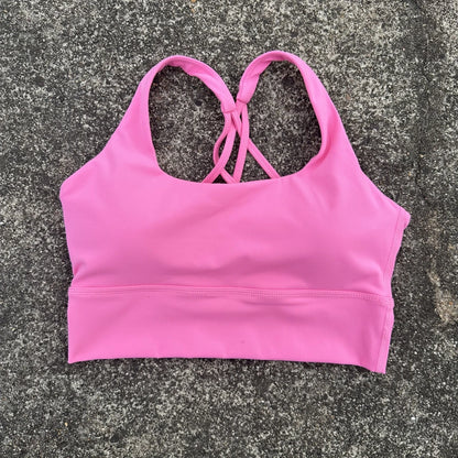 Soft solid yoga bra, shockproof, cross-back fitness top