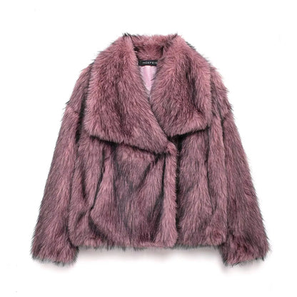 HH Women Faux Fur Coat – Warm Fluffy Jacket