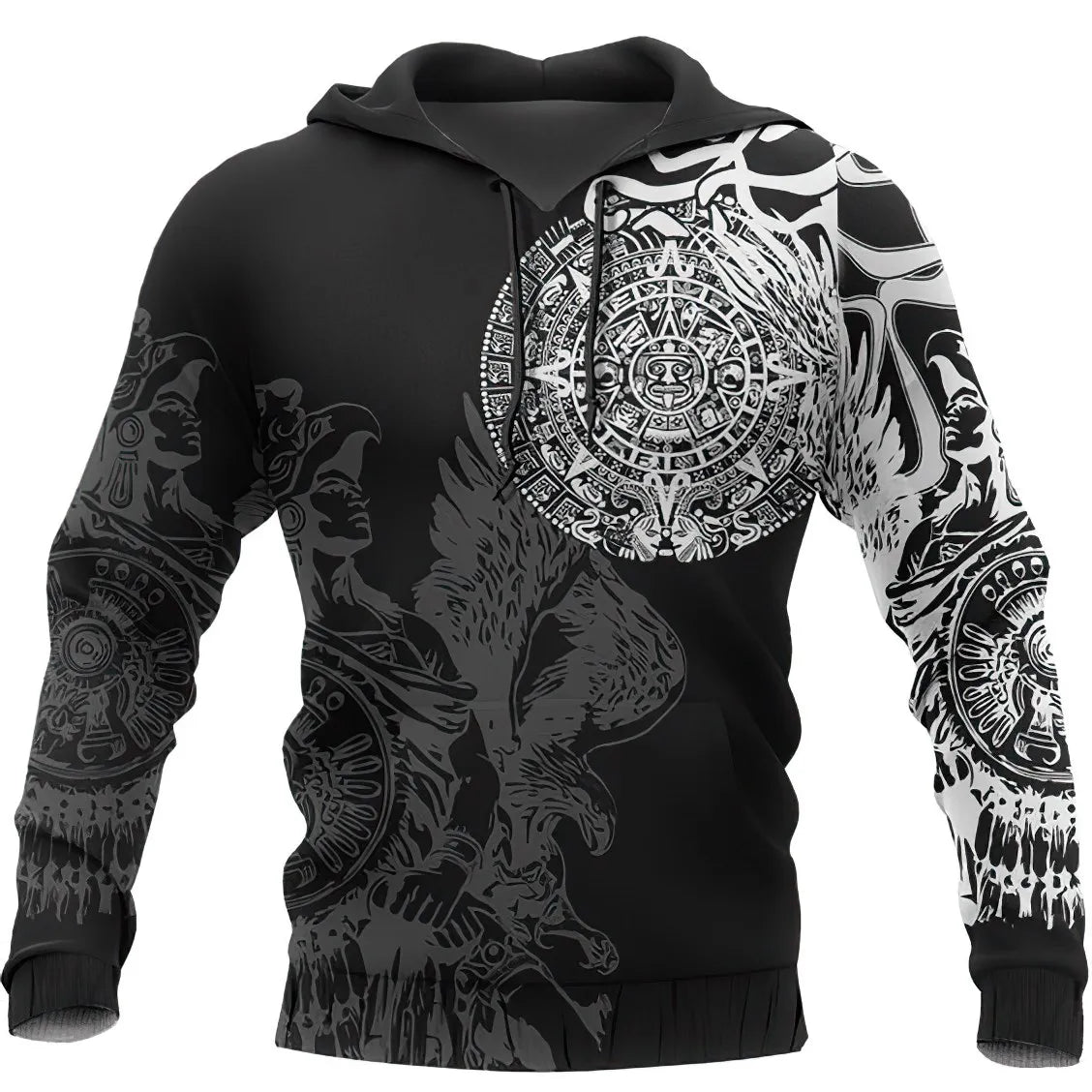 Men's 3D Wolf & Dragon Tattoo Hoodie  Retro Vintage Unisex Sweatshirt
