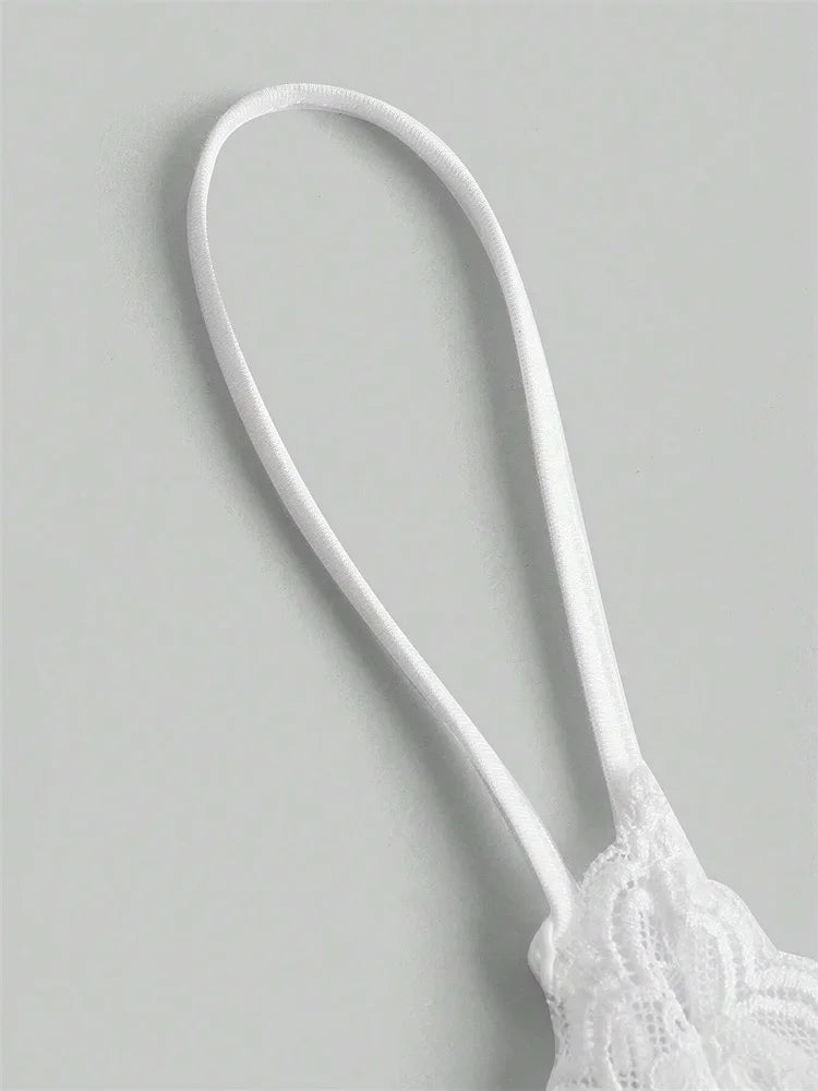 Sexy Lace Bow Crop Cami  Y2K Backless Tee