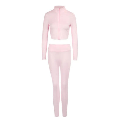 Autumn Women Pink 2-Piece Sports Suit