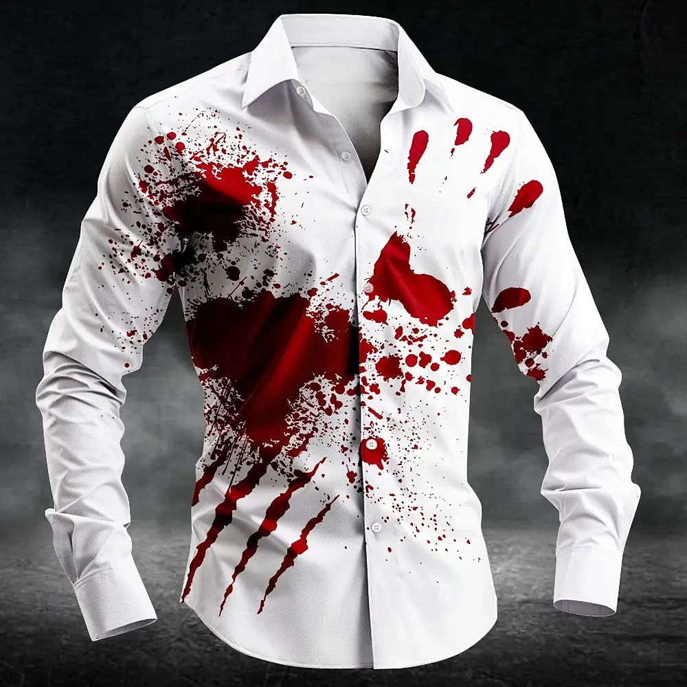 Halloween men’s gothic blood print shirt punk streetwear