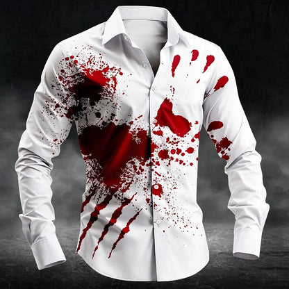 Halloween men’s gothic blood print shirt punk streetwear