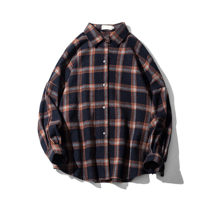 Vintage Korean Flannel Shirt Y2K Plaid Streetwear Winter