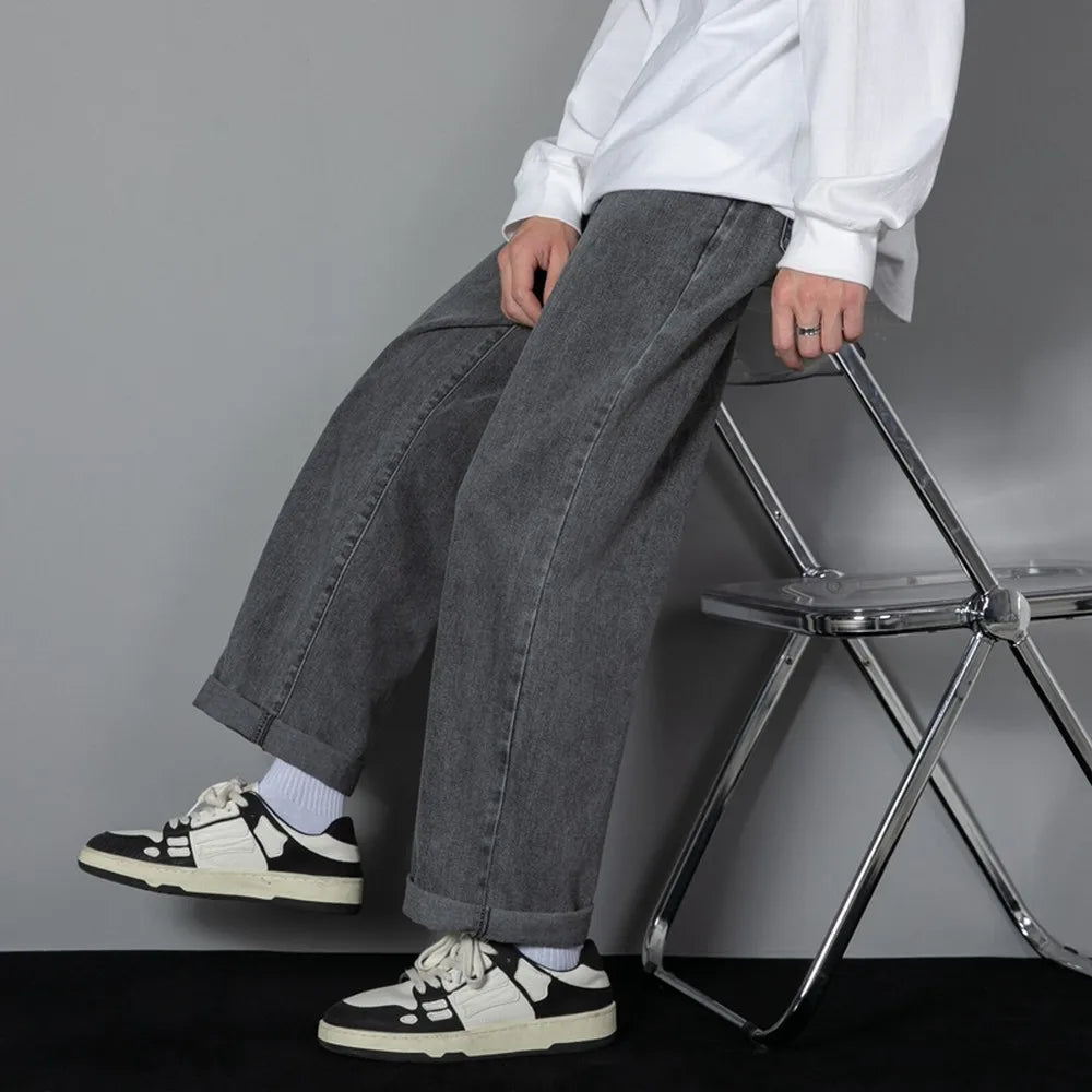 Men's Korean Straight Denim Wide-Leg Jeans