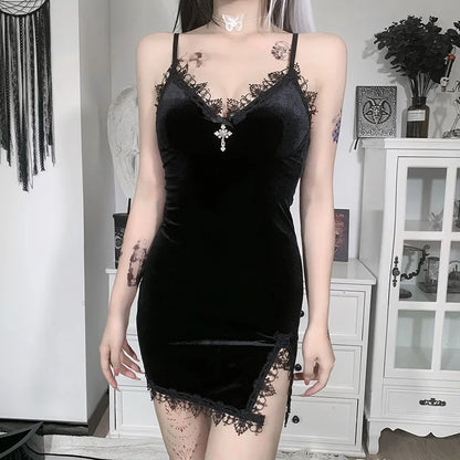 Sexy Black Goth Mini Dress