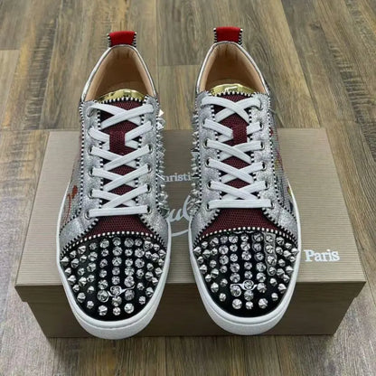 Trendy Red Sole Sneakers Men Women Sequined Rivet Fashion