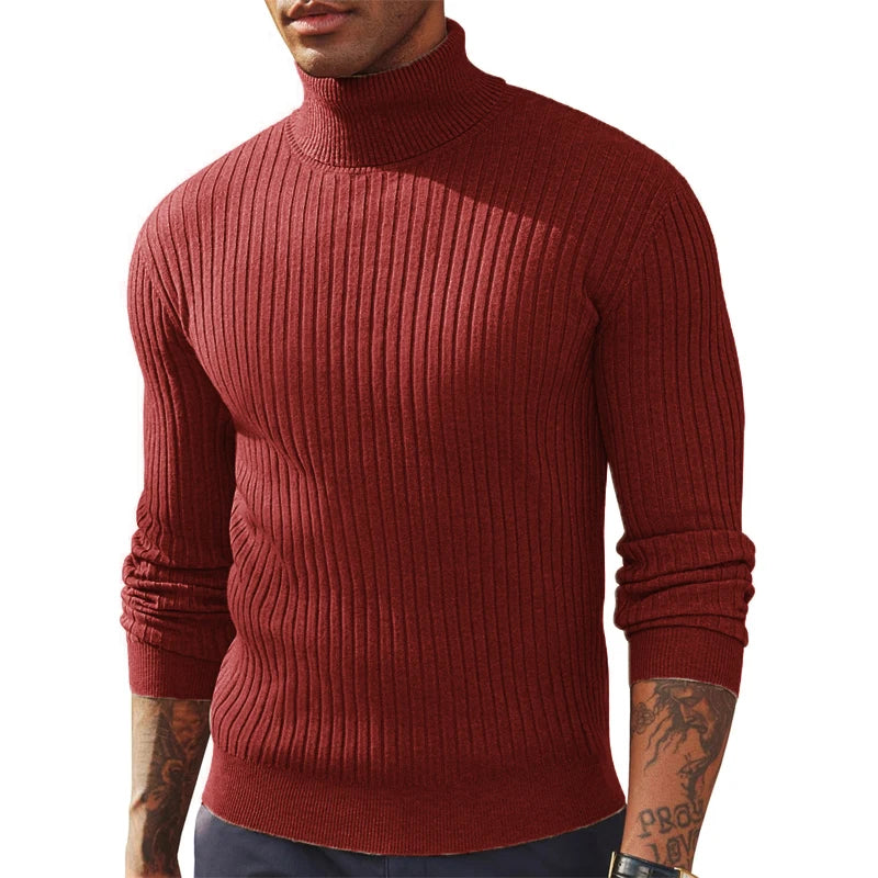 Autumn men’s slim fit turtleneck sweater, warm & thick
