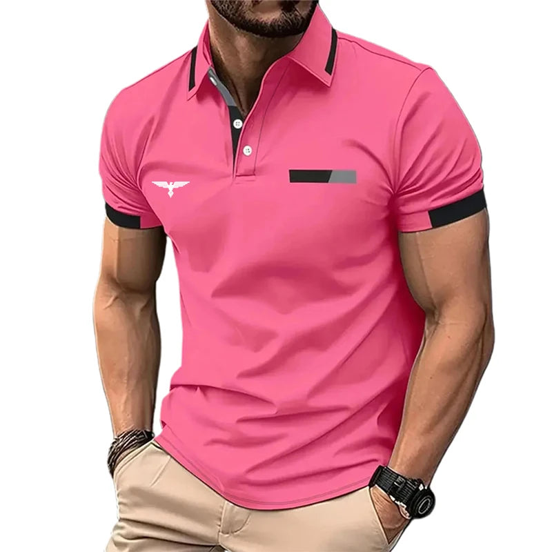 Men's button-up polo shirt, stylish summer wear