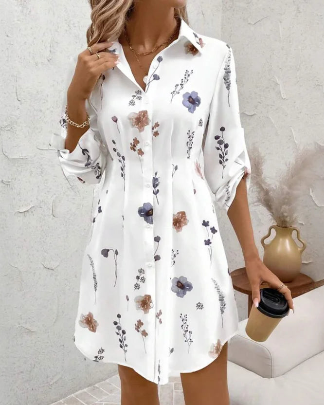 Elegant floral long sleeve blouse women office fashion
