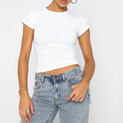 Sexy Slim Fit White Crop Tee  Women’s Streetwear Tank Top