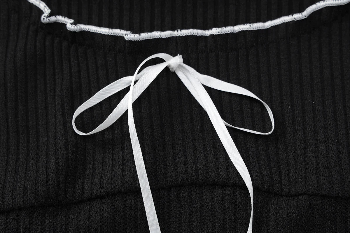 Dulzura Women’s Autumn Mini Dress – O-Neck, Long Sleeve, Ruffle Patchwork