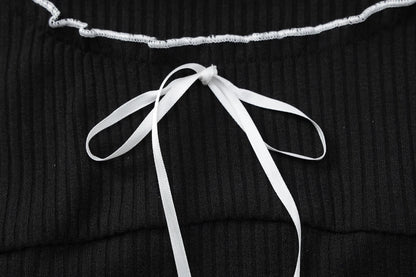 Dulzura Women’s Autumn Mini Dress – O-Neck, Long Sleeve, Ruffle Patchwork