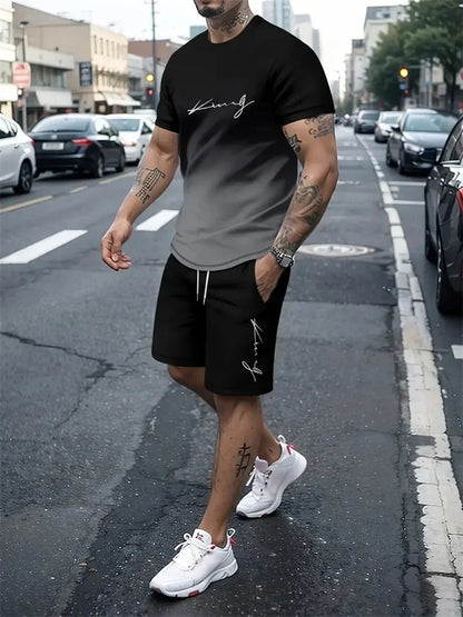 Men's Summer 2-Piece 3D T-Shirt & Shorts Set