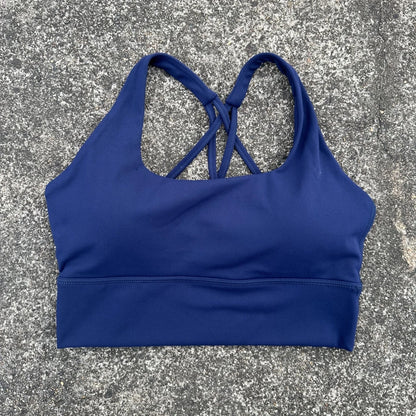 Soft solid yoga bra, shockproof, cross-back fitness top