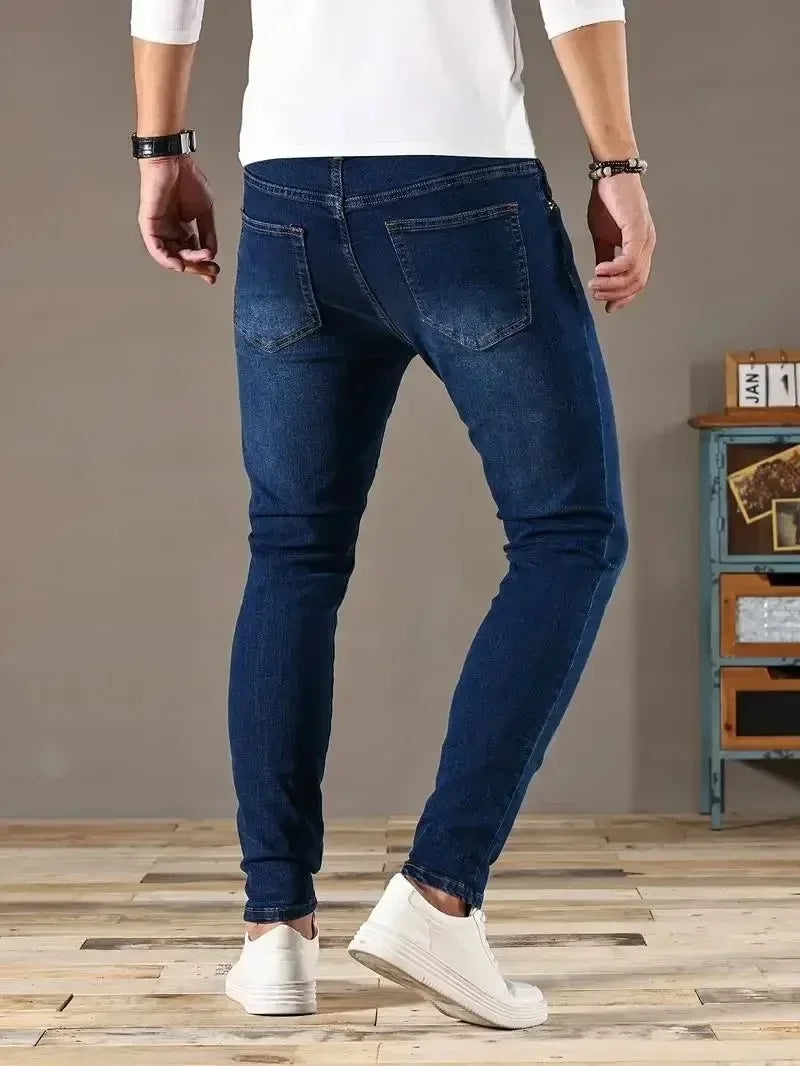 Men's Skinny Stretch Jeans – Black & Blue Street Style