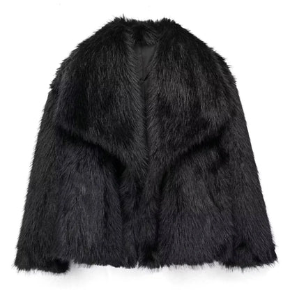 HH Women Faux Fur Coat – Warm Fluffy Jacket