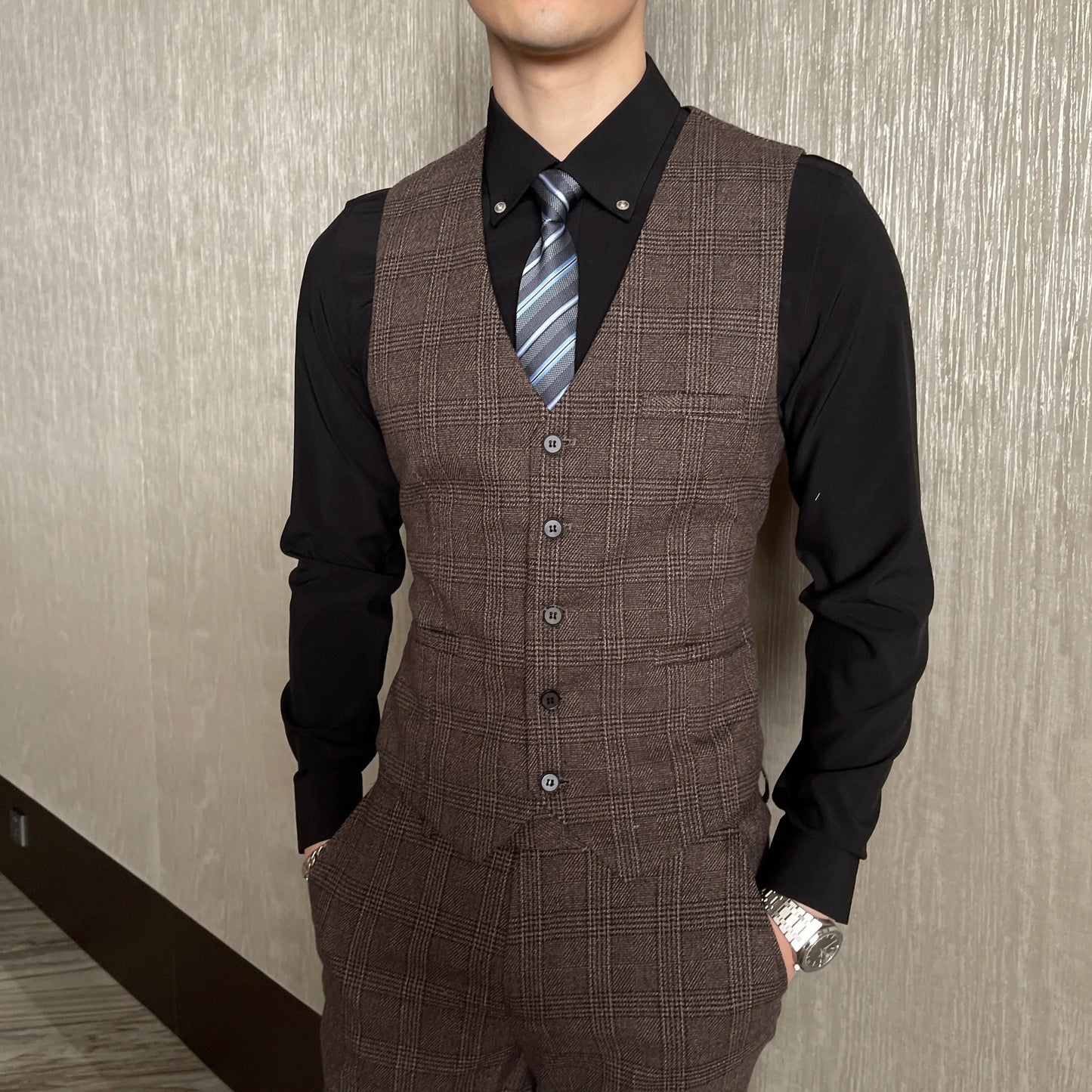 Men's Plaid 3-Piece Suit – Business Casual