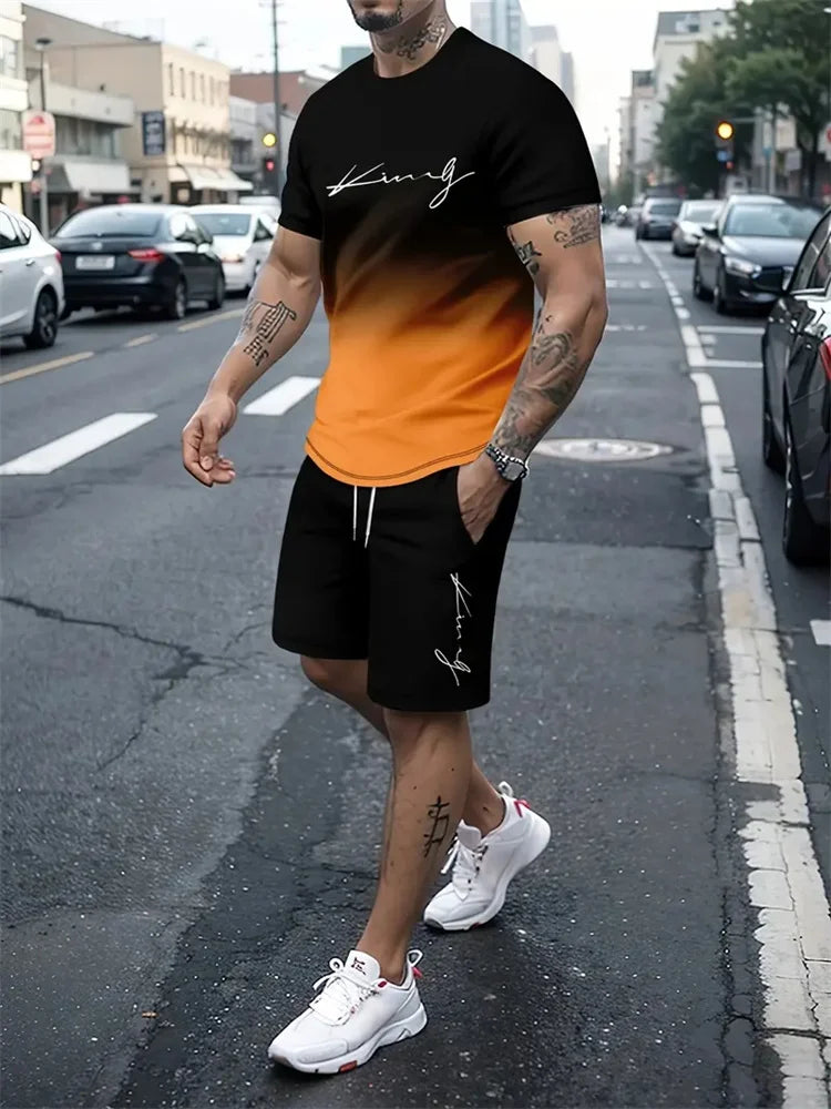 Men's Summer 2-Piece 3D T-Shirt & Shorts Set