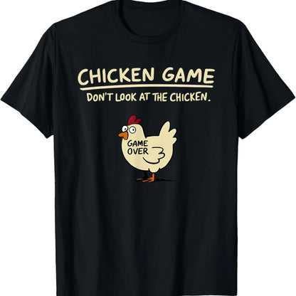 Men's Chicken Game Print T-Shirt – Casual Round Neck Short Sleeve Top