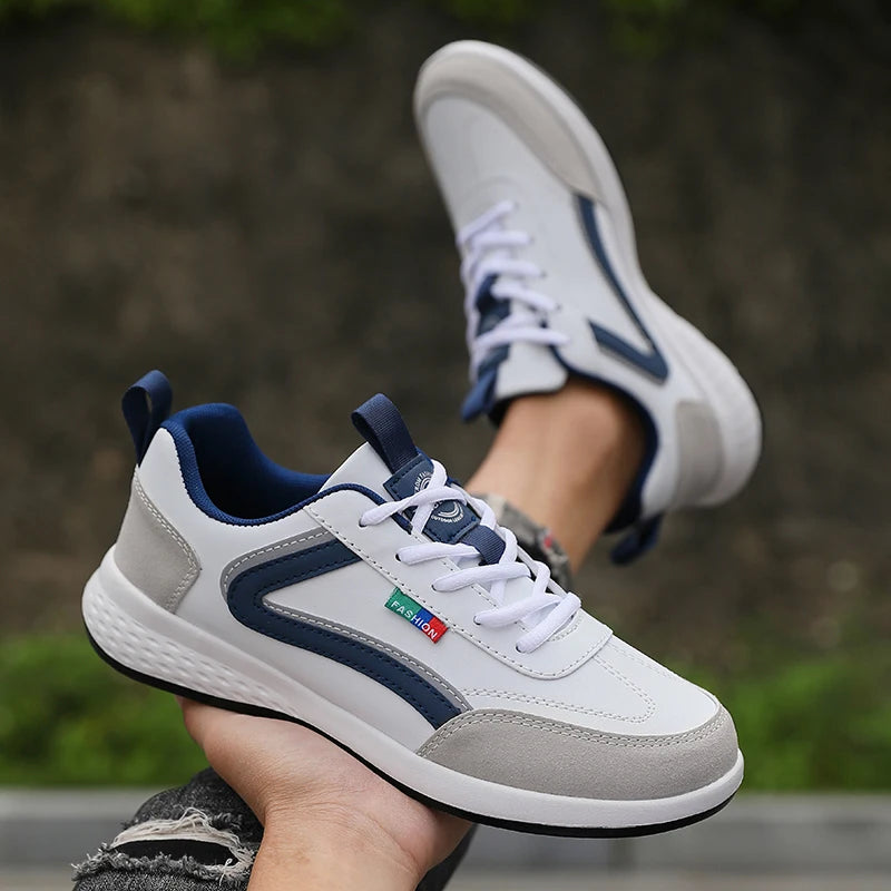 Italian PU leather men's sneakers, breathable summer fashion