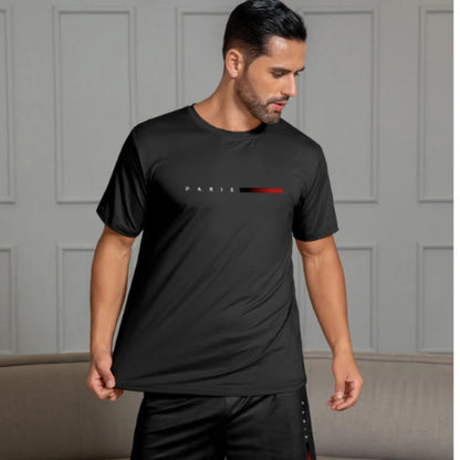 PARIS Men's Casual Short Sleeve Two-Piece Set