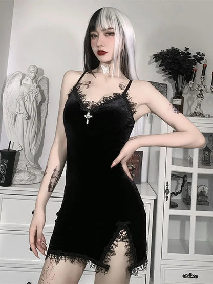 Sexy Black Goth Mini Dress