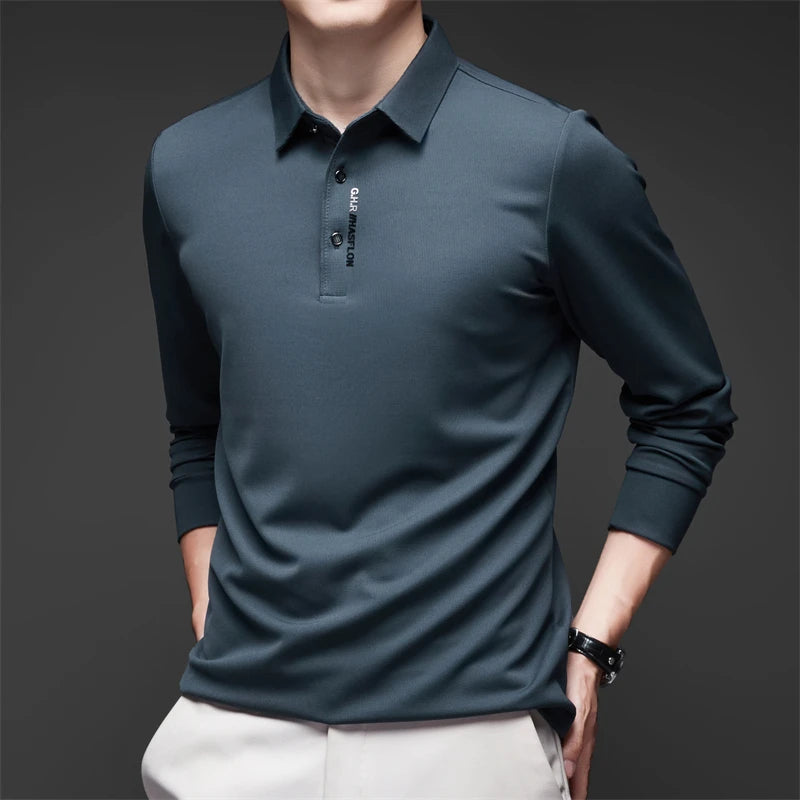 Men's Long Sleeve Polo Shirt Comfortable Fashionable Versatile