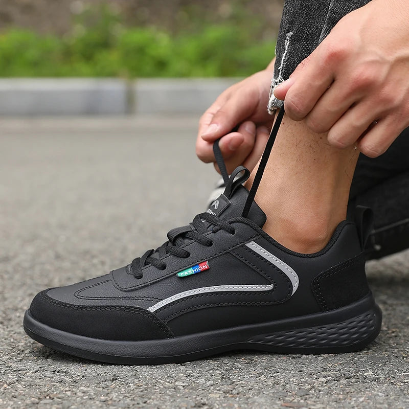 Italian PU leather men's sneakers, breathable summer fashion