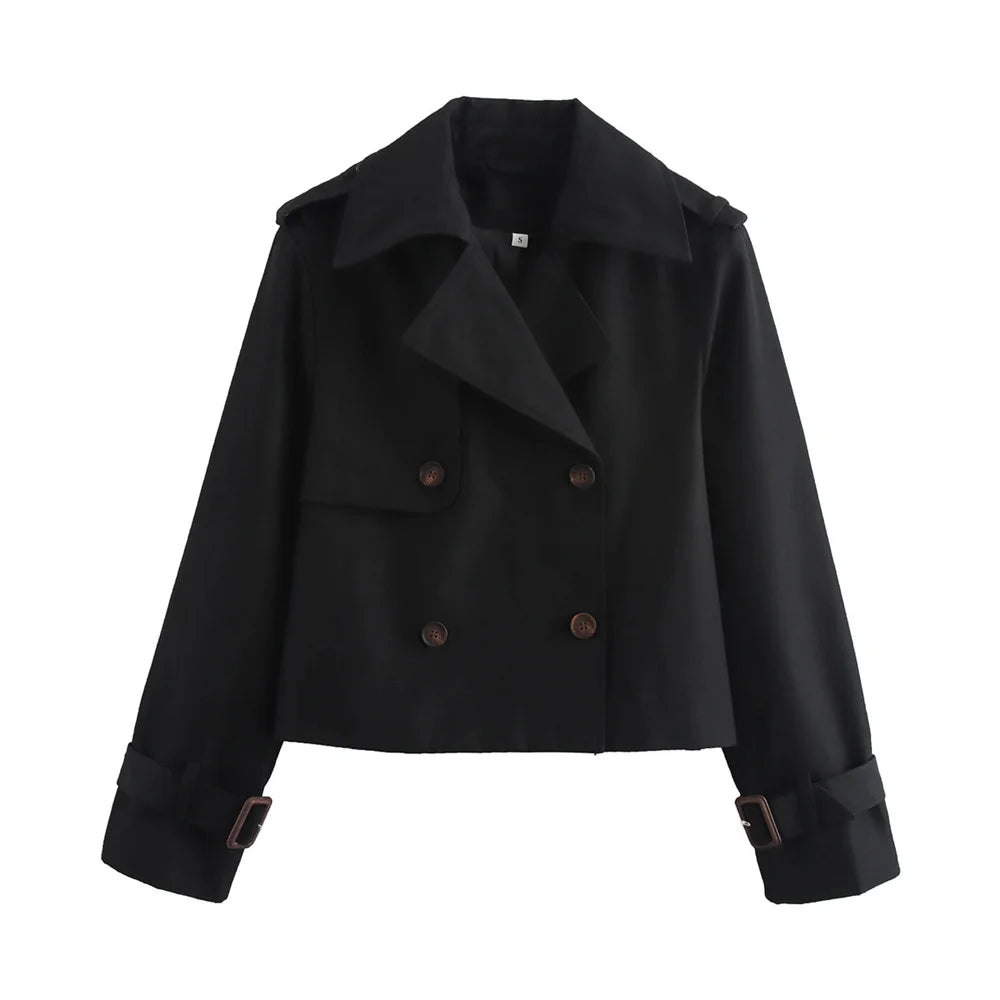 Vintage Cropped Trench Jacket – Women Chic Coat