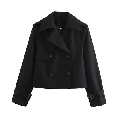 Vintage Cropped Trench Jacket – Women Chic Coat