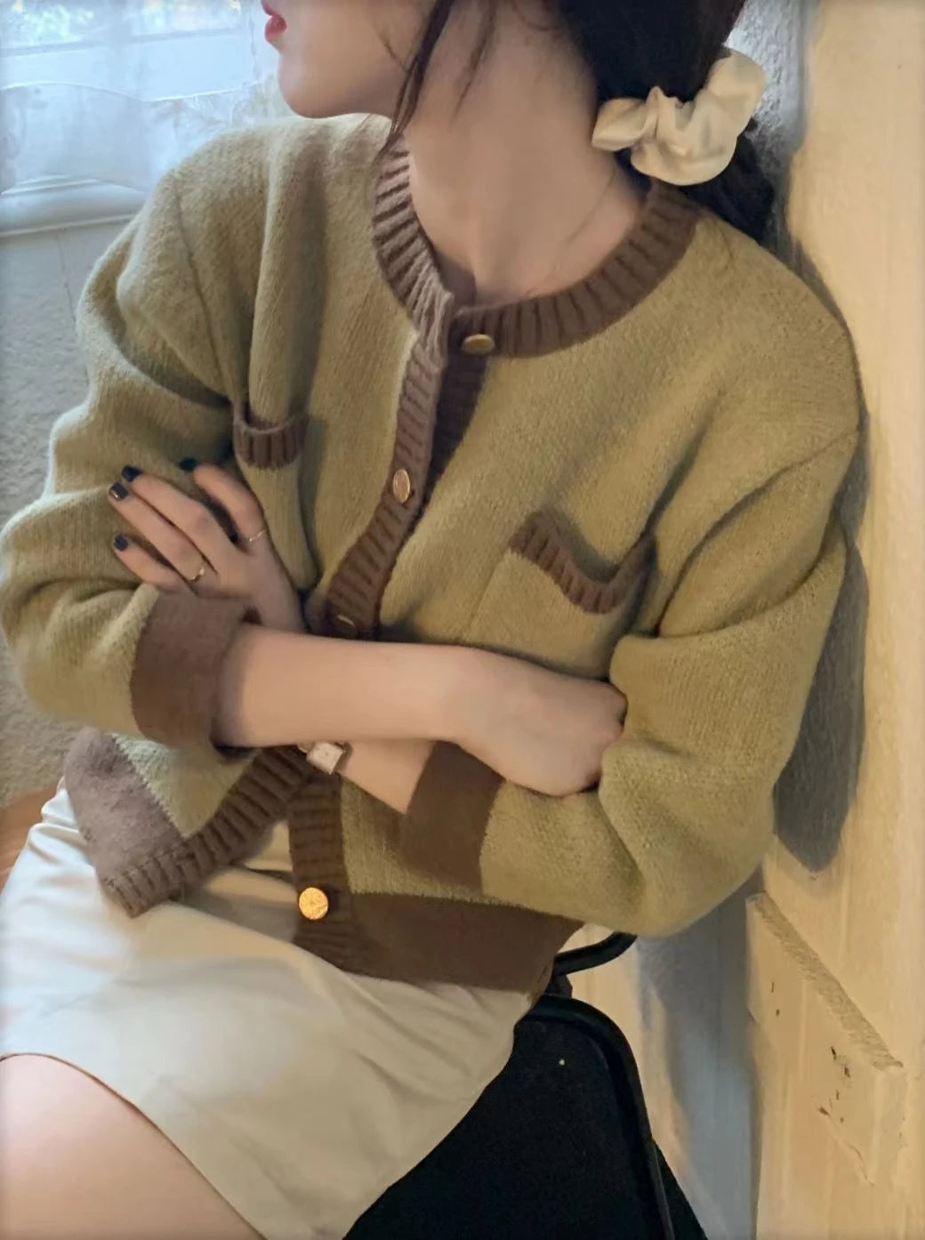 Autumn O-Neck Sweater Cardigan Women Knitted Jacket