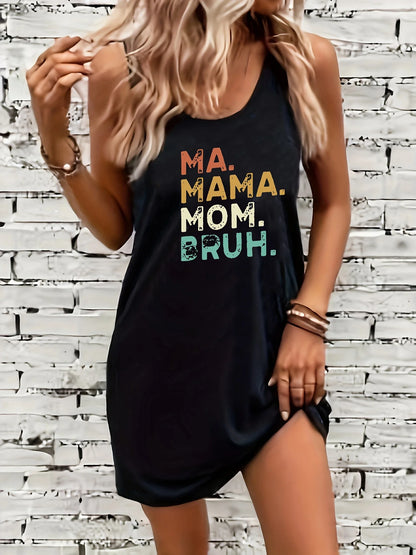 Sexy Summer Sleeveless Mini Dress – Black Print