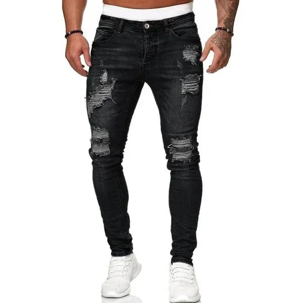 Men's Ripped Skinny Jeans – Stretch Hip Hop Denim