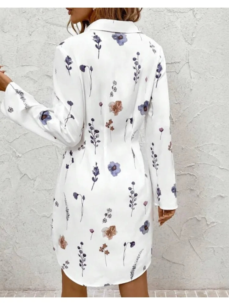 Elegant floral long sleeve blouse women office fashion