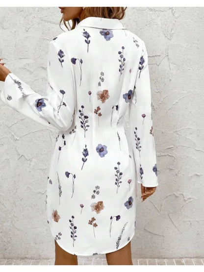 Elegant floral long sleeve blouse women office fashion