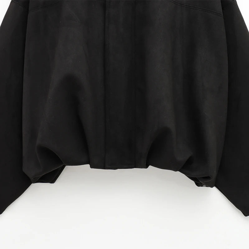 HXAO Women’s Cropped Suede Bomber Jacket 2025