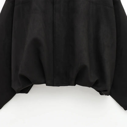 HXAO Women’s Cropped Suede Bomber Jacket 2025