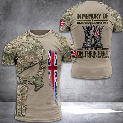 Men’s Summer 3D Camouflage British Flag Tee Fitness Casual Top