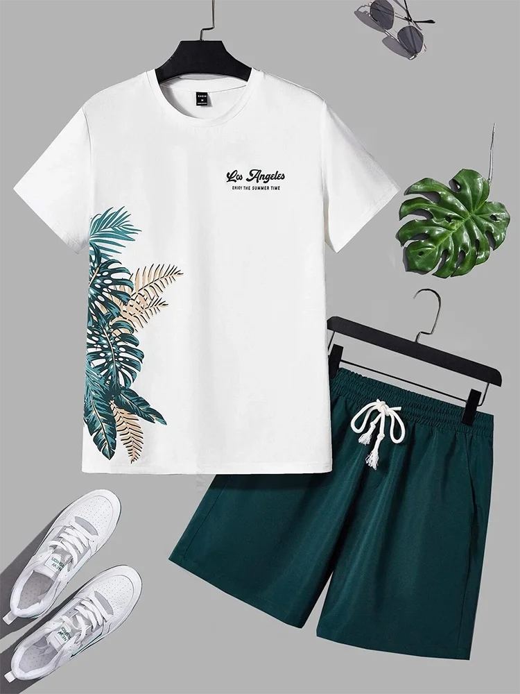 Men's Hawaiian T-Shirt & Shorts Set Beach Outfit