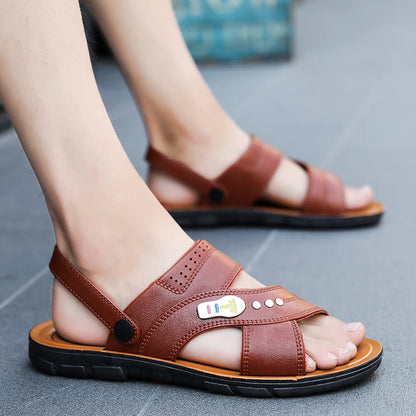 Leather Sandals Outdoor Beach Summer Anti-Slip Breathable Casual Comfort