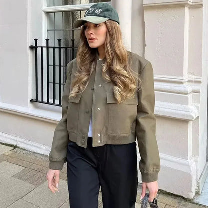 MUJER Women's Cropped Bomber Jacket 2025