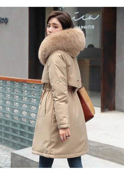 Cozy Winter Jacket, Women Parka, Hooded, Warm, Fur
