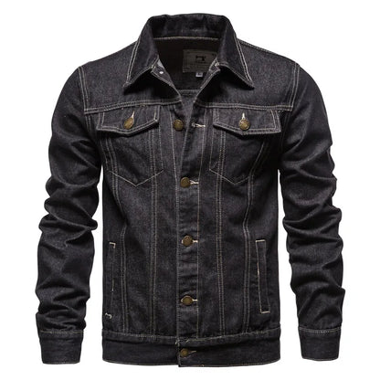 Men's Slim Fit Denim Jacket Vintage Motorcycle Casual Coat
