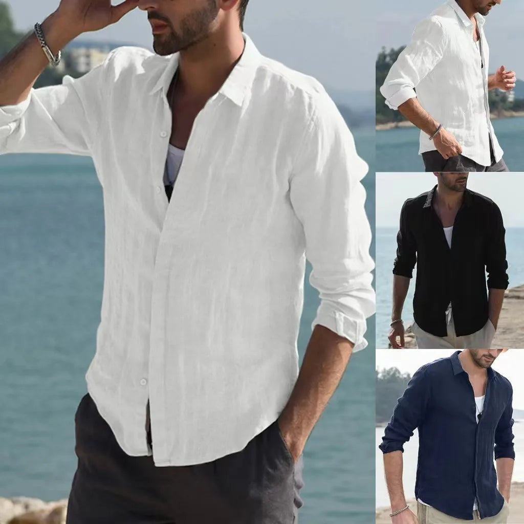 Men's Retro Lapel Cardigan Shirt