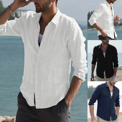 Men's Retro Lapel Cardigan Shirt