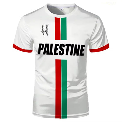 Palestine Flag Football T-Shirt Men’s Casual Summer Top