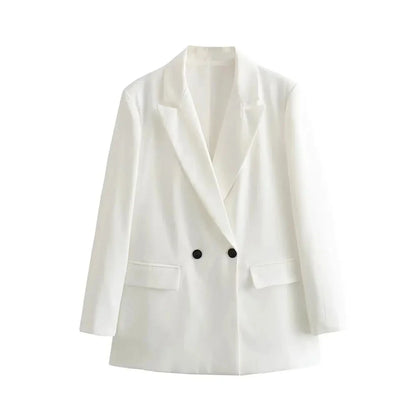 TRZA Women’s Elegant Blazer Coat – Double Breasted Loose Fit
