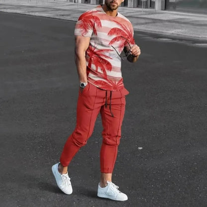 Men's 3D Print T-Shirt & Pants Set – Casual & Breathable